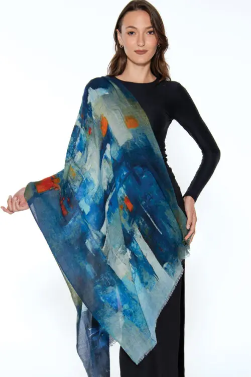 Amiya Navy Blue Wool Shawl
