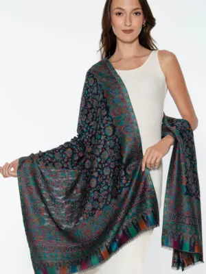 Blue Jacquard Shawl