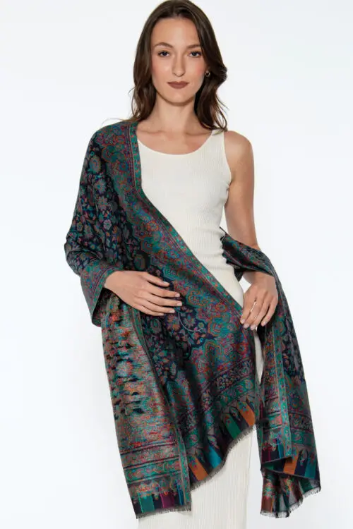 Blue Jacquard Shawl