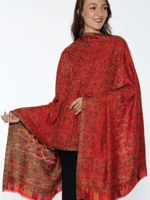Red Jacquard Shawl