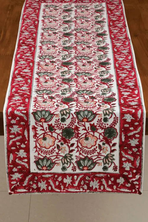 Red Floral Table Runner