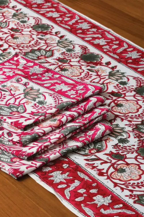 Red Floral Table Runner