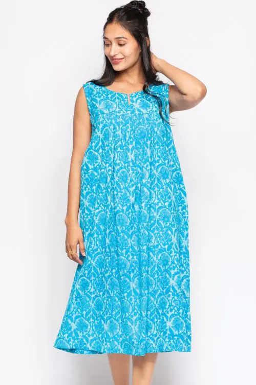 Manisha Turquoise Cotton Dress