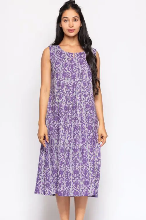 Manisha Purple Cotton Dress