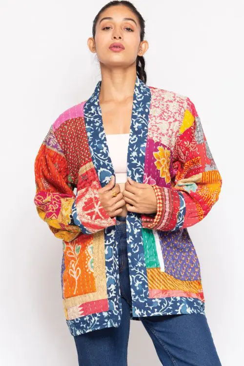 Reversible Kantha Quilted Sari Jacket