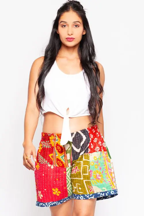 Cotton Kantha Shorts