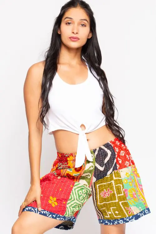 Cotton Kantha Shorts