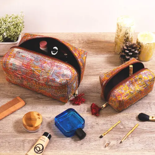 Silk Kantha Cosmetic Bags