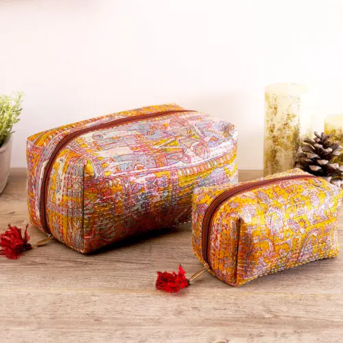 Silk Kantha Toiletry Bags
