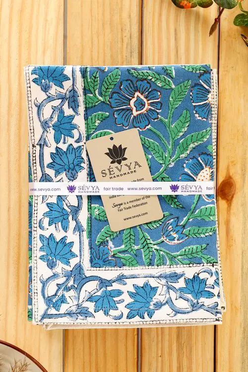 Blue Floral Placemats Set