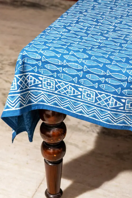 Indigo Fish Tablecloth
