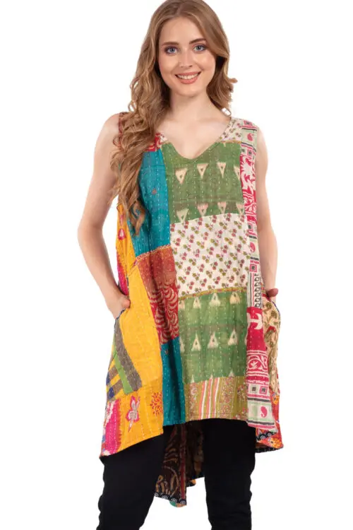 Reversible Kantha Sleeveless Dress