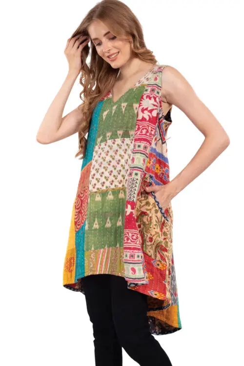 Reversible Kantha Sleeveless Dress
