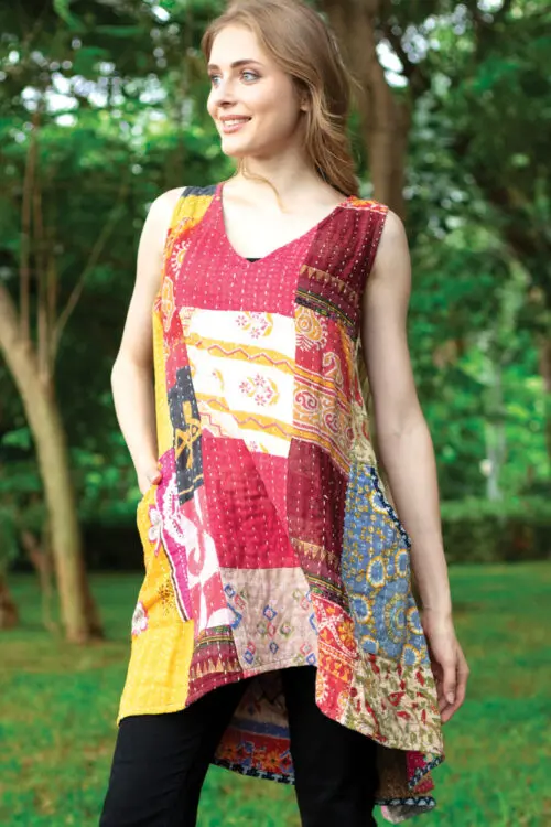 Reversible Kantha Sleeveless Dress