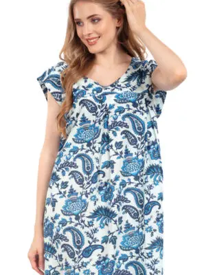 Ishani Blue Paisley Cotton Dress