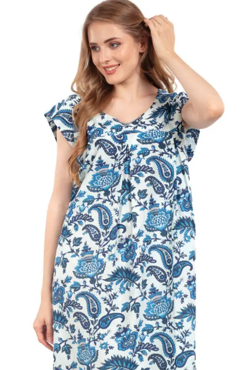 Ishani Blue Paisley Cotton Dress