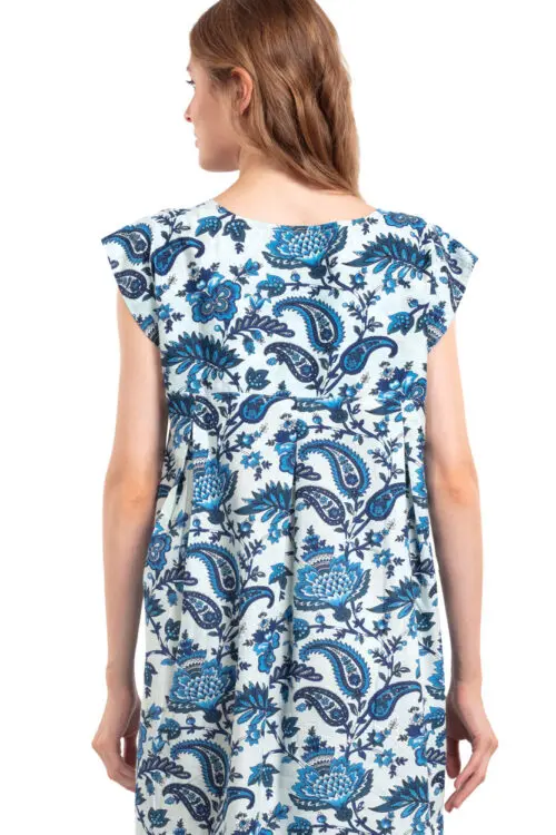 Ishani Blue Paisley Cotton Dress