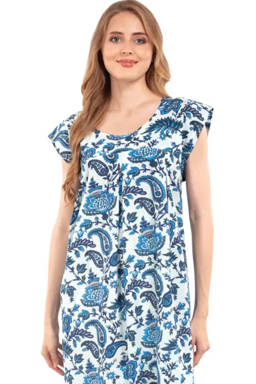 Ishani Blue Paisley Cotton Dress