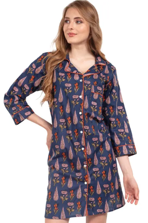 Anjali Navy Floral Nightshirt