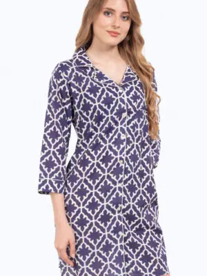 Anjali Navy Cotton Nightshirt