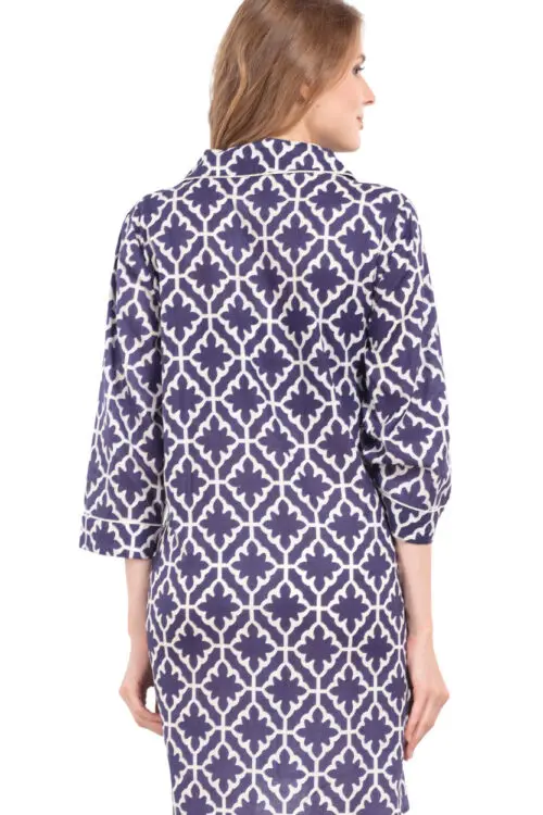 Anjali Navy Cotton Nightshirt