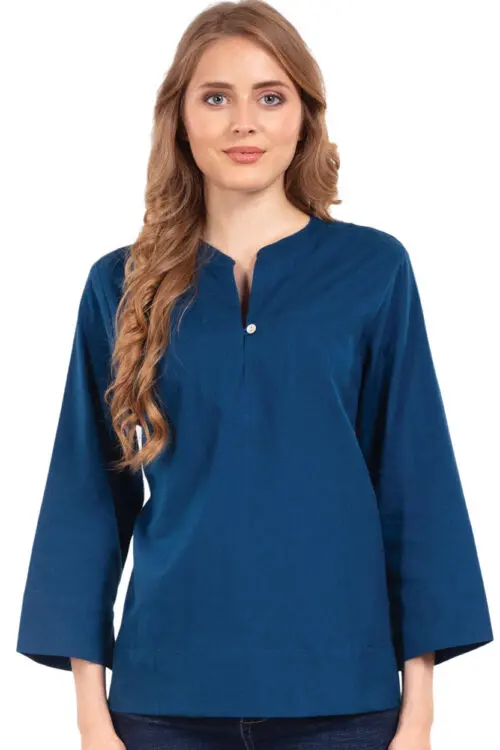 Denim Blue Flax Linen Tunic