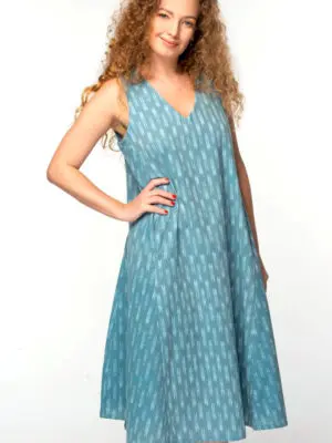 Blue Ikat Fair Trade Cotton Dress