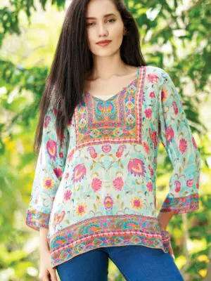 Daya Sky Blue Floral Tunic