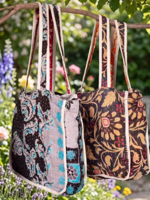 Black Kantha Market Bags