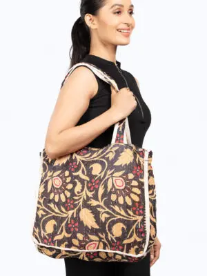 Black Kantha Market Bag