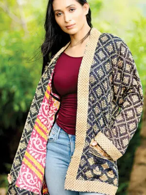 Black Kantha Quilted Jacket