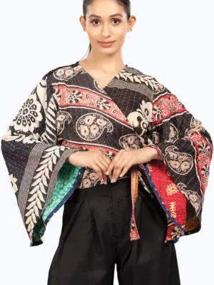Black Kantha Butterly Top