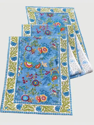 Blue Floral Table Runner