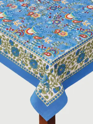 Blue Floral Tablecloth