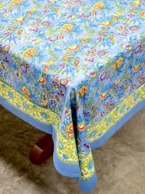 Blue Floral Tablecloth