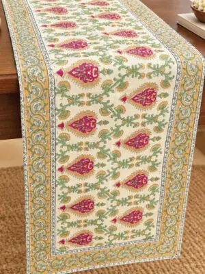 Sage & Gold Floral Table Runner