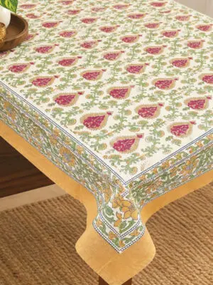 Sage & Gold Floral Tablecloth