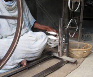 Spinning Yarn for Handloom for Sevya's retail and wholesale fair trade clothing. 