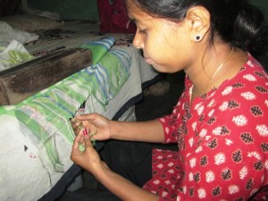 Indian Artist Braids Tassels for Fair Trade Scarf