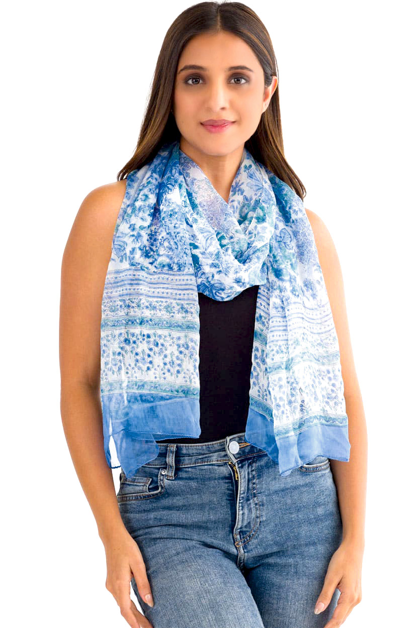 Sheela Light Blue Chiffon Scarf