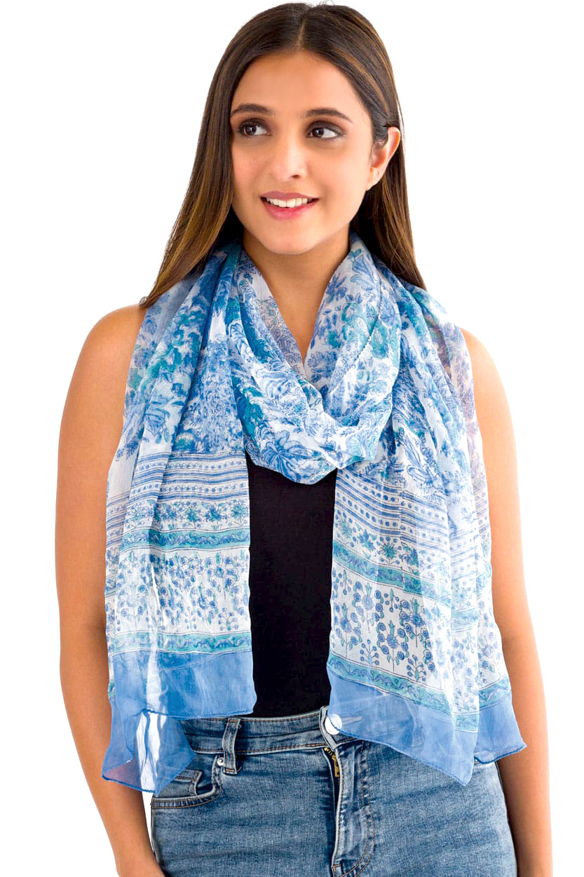 Sheela Light Blue Chiffon Scarf