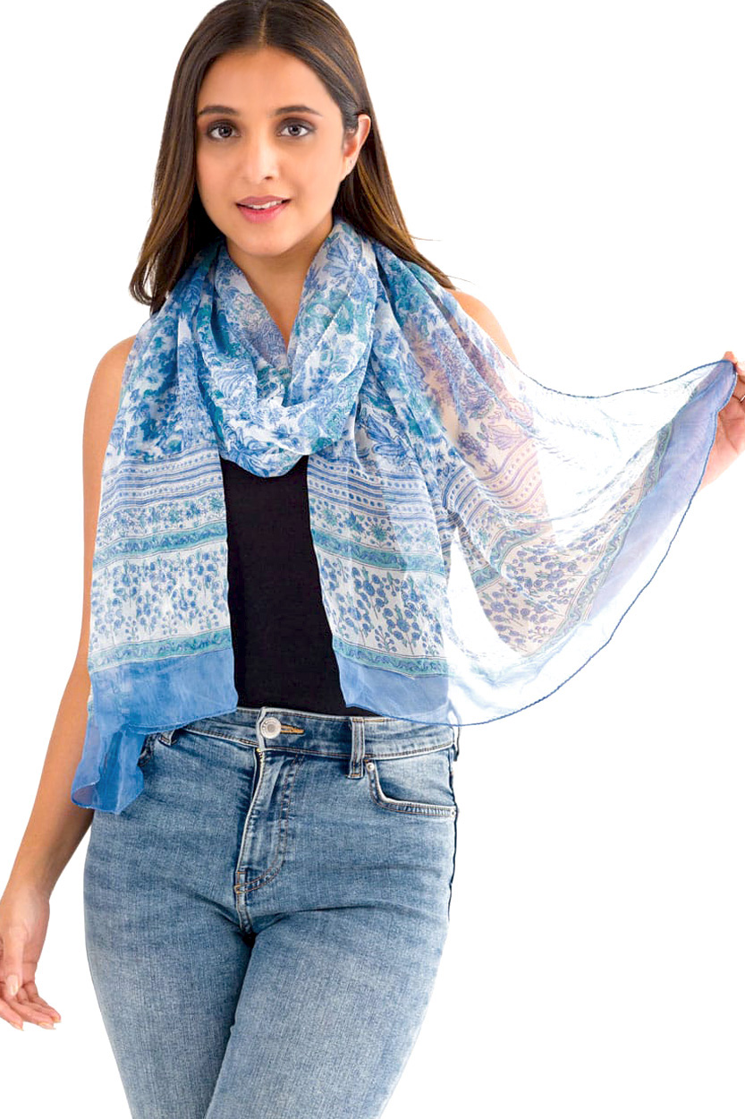 Sheela Light Blue Chiffon Scarf