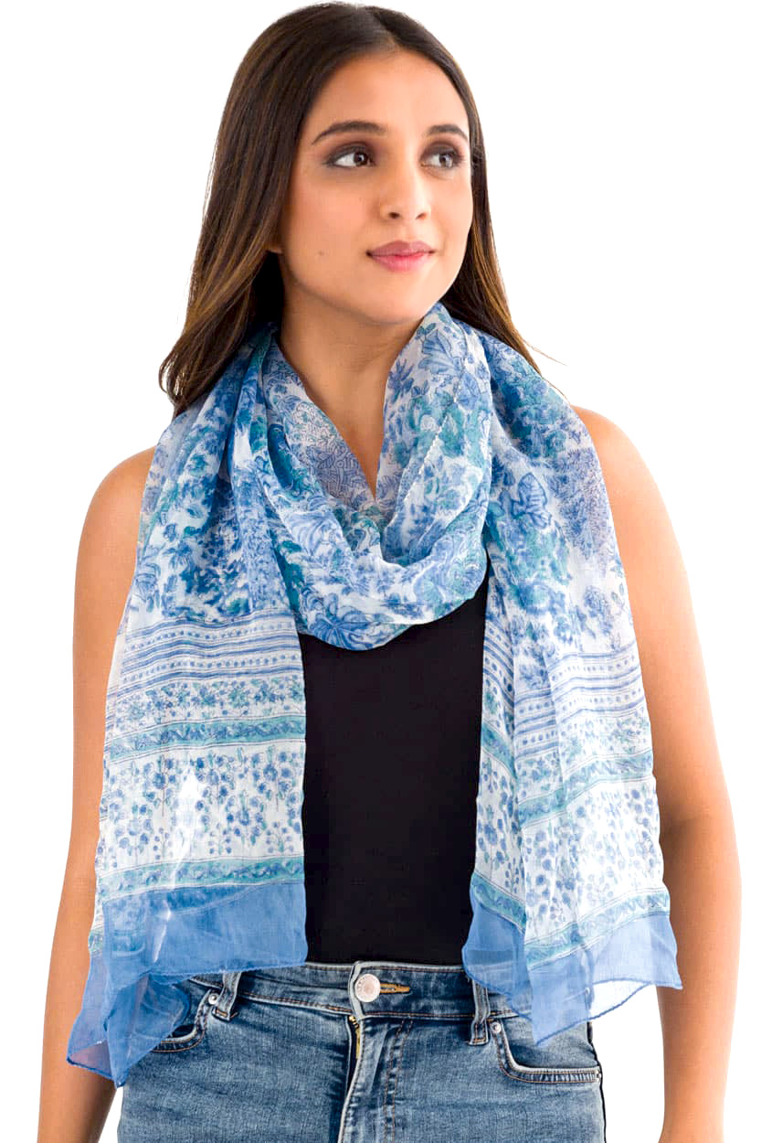 Sheela Light Blue Chiffon Scarf