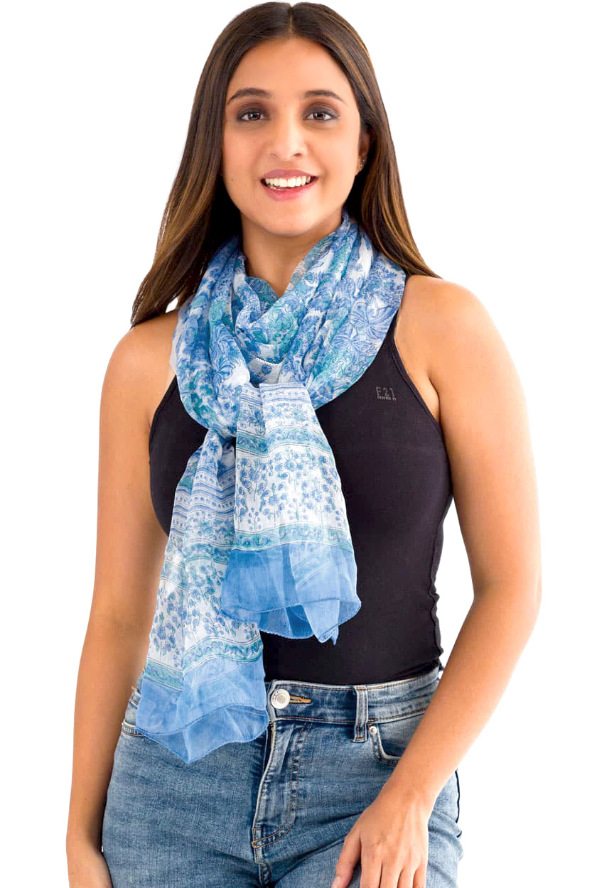 Sheela Light Blue Chiffon Scarf