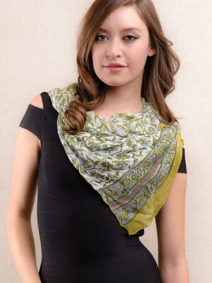Fair Trade Olive Green Chiffon Scarf from India