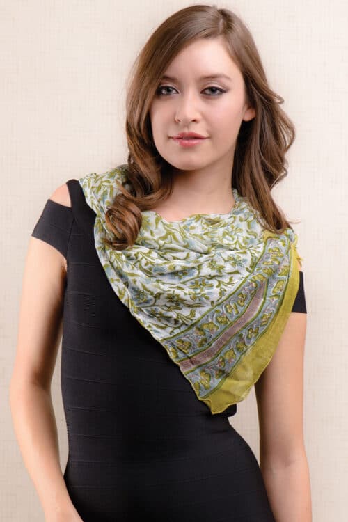 Fair Trade Olive Green Chiffon Scarf from India