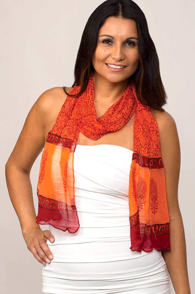 Sheela Coral Chiffon Scarf