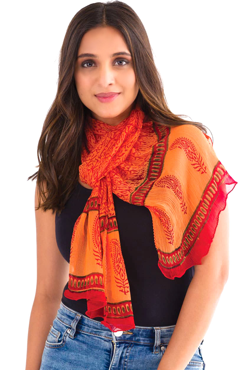 Sheela Coral Chiffon Scarf