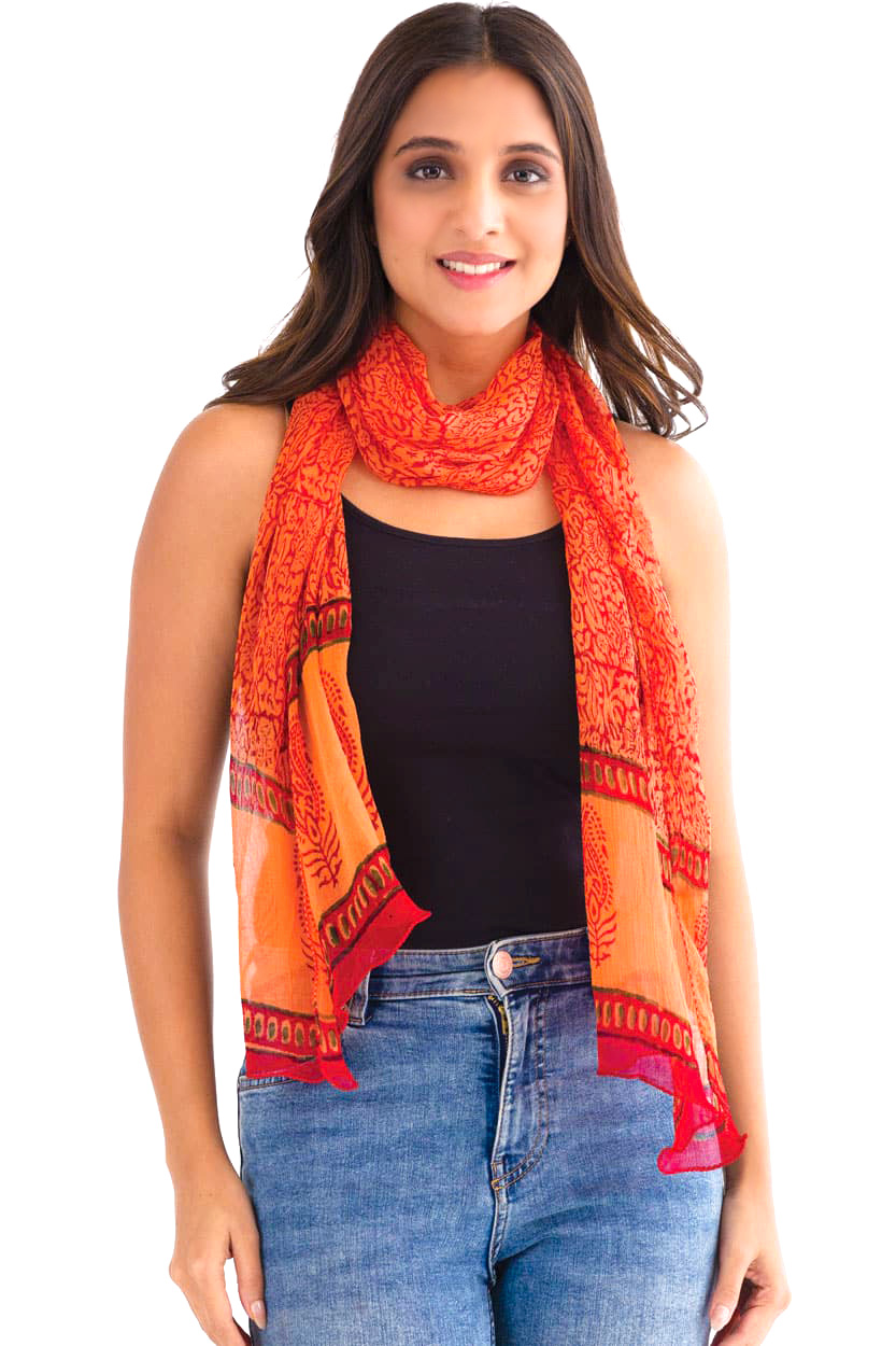 Sheela Coral Chiffon Scarf