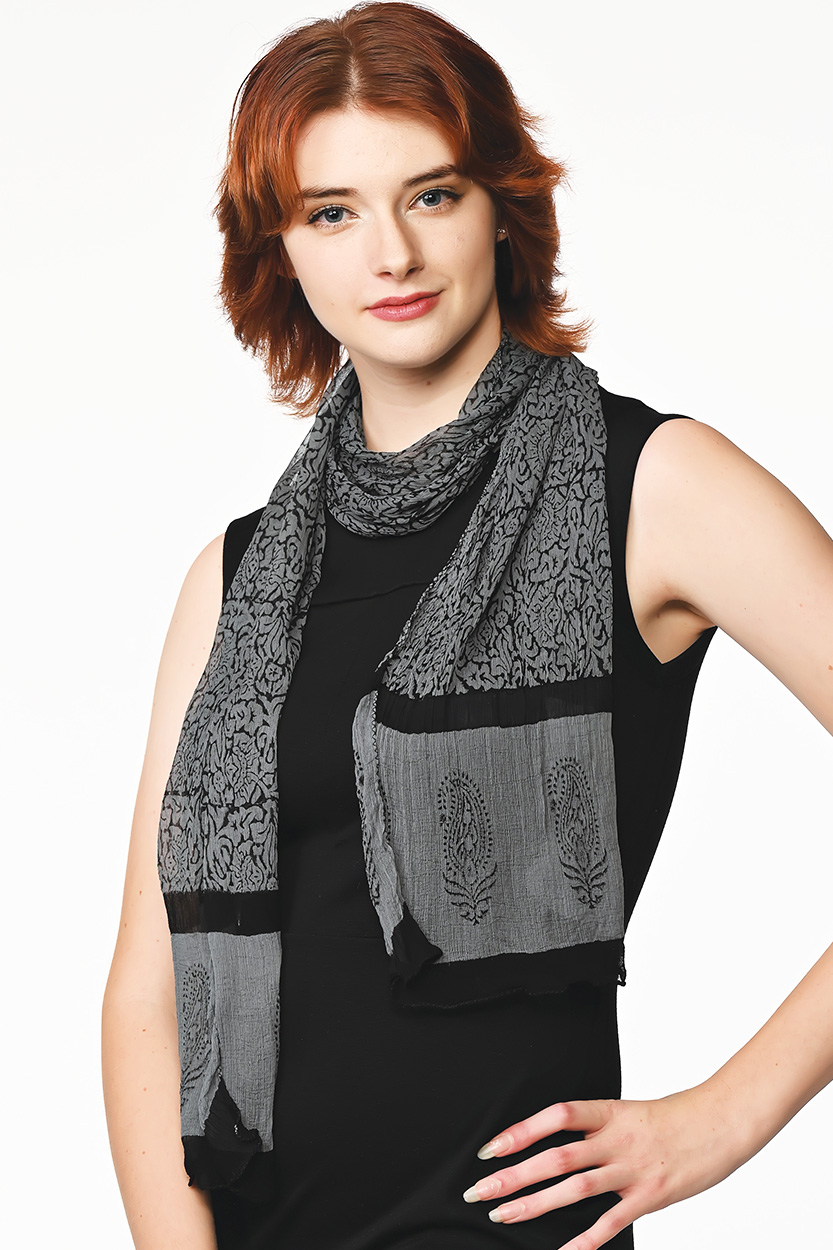 Sheela Black Chiffon Scarf